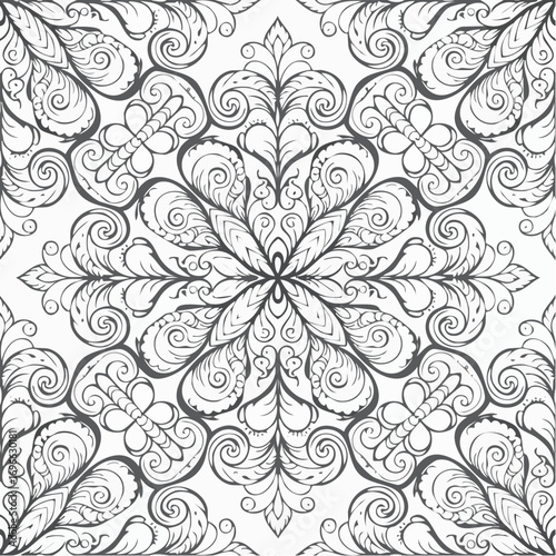 Padrão sem emenda de escala de peixe mandala abstrata. Azulejo ornamental, fundo de mosaico. patchwork floral
4