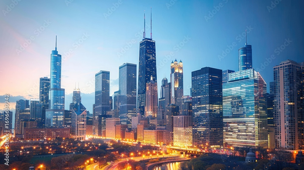 Fototapeta premium City skyline twilight