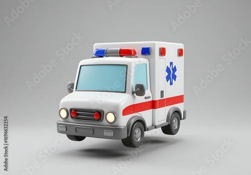 Cartoon Ambulance Illustration Depicting Emergency Medical Services and Healthcare Readiness for Urgent Care Response