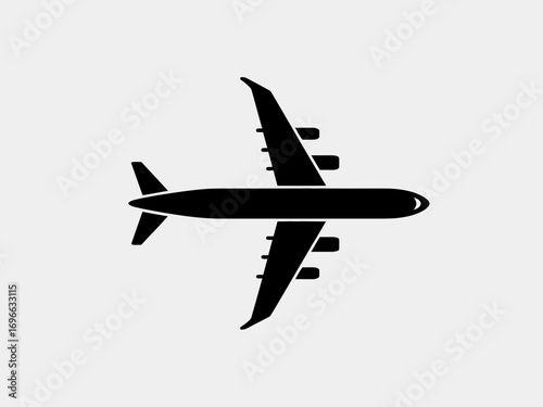 Black Silhouette of a Modern Jet Airplane