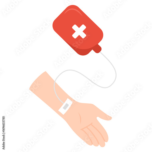 Blood Donation Hand with IV Bag – Medical Illustration