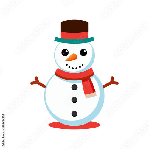 vector snowman with broom