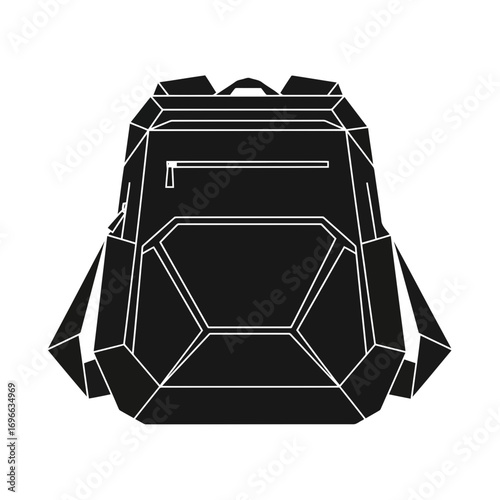 Geometric backpack icon with modern design elements