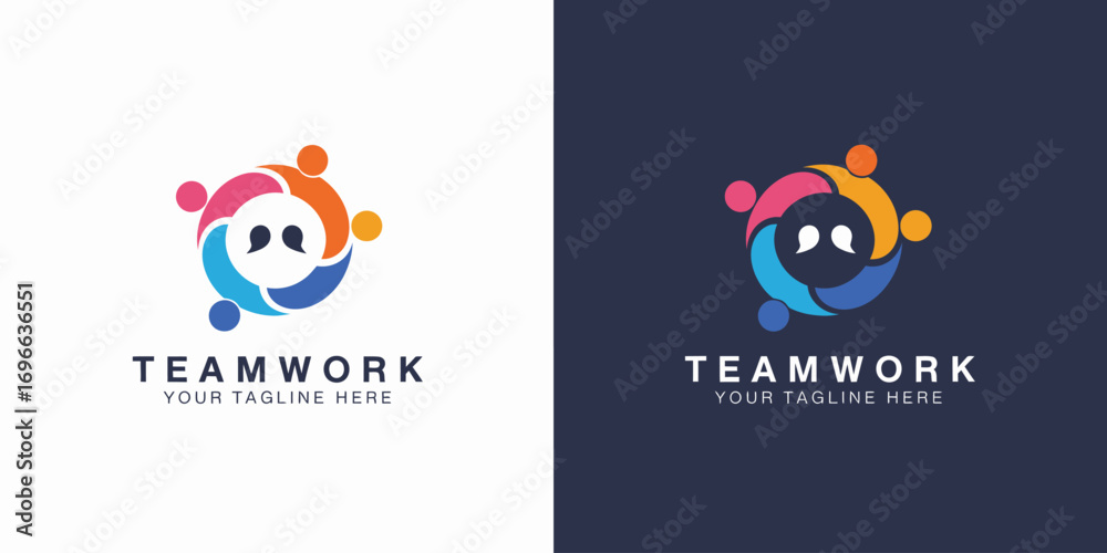 Fototapeta premium Colorful Teamwork Logo with Speech Bubbles