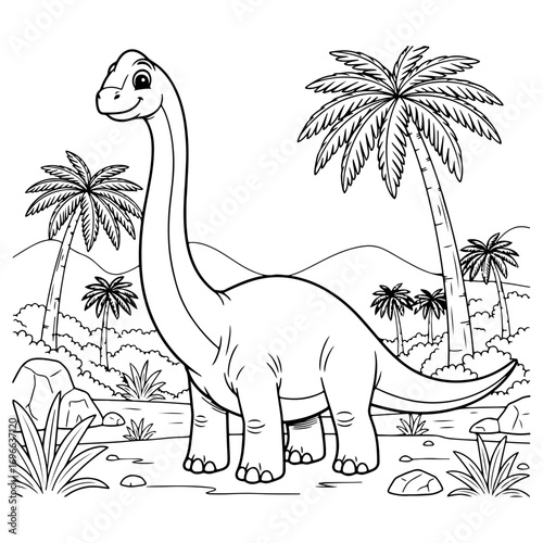 Adventures of the Big Dinosaur: An illustration based on history, science, and zoology themes - great for packaging, t-shirt prints, or invitations.