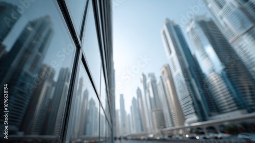 Urban skyscraper skyline reflecting modern megacity dreams, echoing Eid al-Fitr celebrations and International Architecture Day marvels