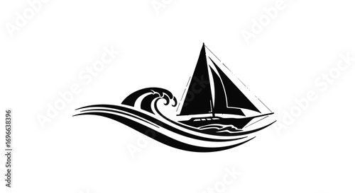 Sleek sailboat glides through dynamic waves, symbolizing adventure and freedom on the open water.