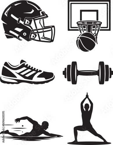 Fitness icons for active lifestyle, sports, and health