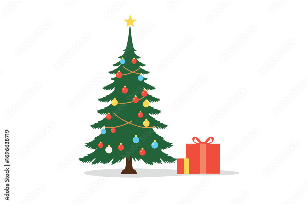Naklejka premium christmas tree with gift boxes
