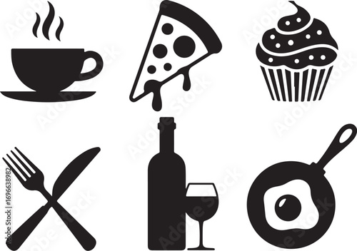Delicious food and drink icons for menus and recipes