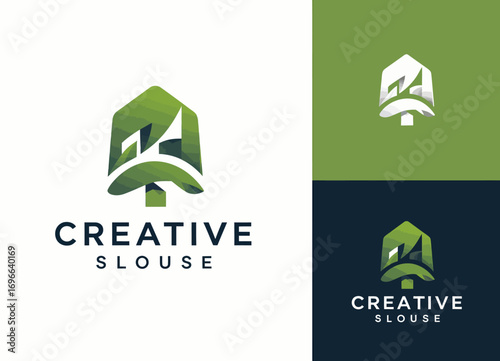 Green House Logo with Creative Text