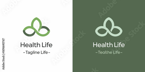 Health Life Logo with Abstract Green Symbol