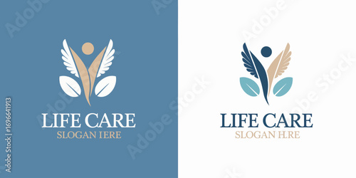 Life Care Logo with Abstract Human and Leaf Design