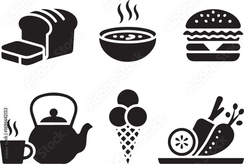Delicious food icons for menus, recipes, and cooking blogs