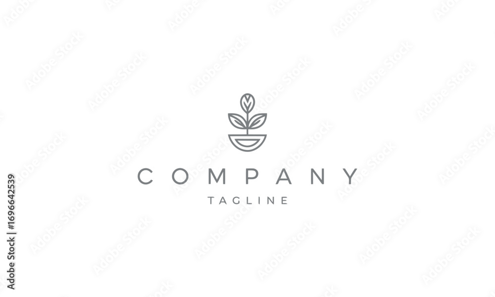 Fototapeta premium Minimalist Plant Logo with Company Name