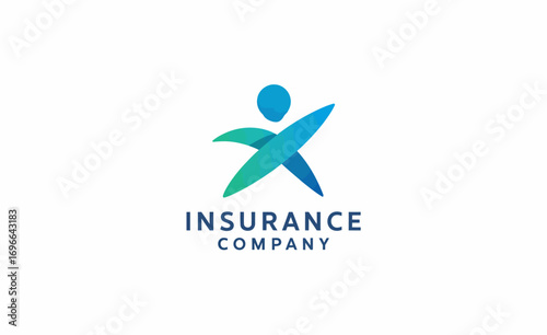 Modern Insurance Company Logo with Abstract Human Figure