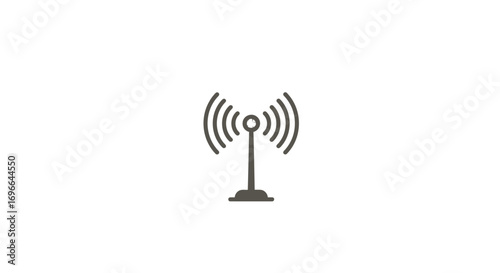 Simple minimalistic vector icon of a wireless signal tower, ideal for communication, technology, or network related projects, offering a clean and modern aesthetic suitable for various applications