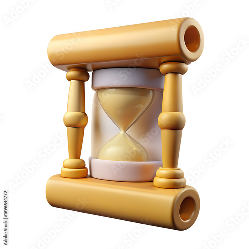 3D icon of a vintage hourglass for time, deadline, and history concepts, with a transparent background - Generative AI
