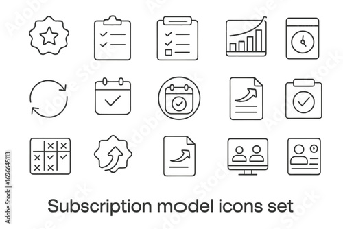 Subscription model icon set. linear icons for financial, renewal management