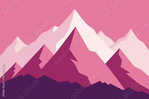 Illustration of pink and purple mountain landscape