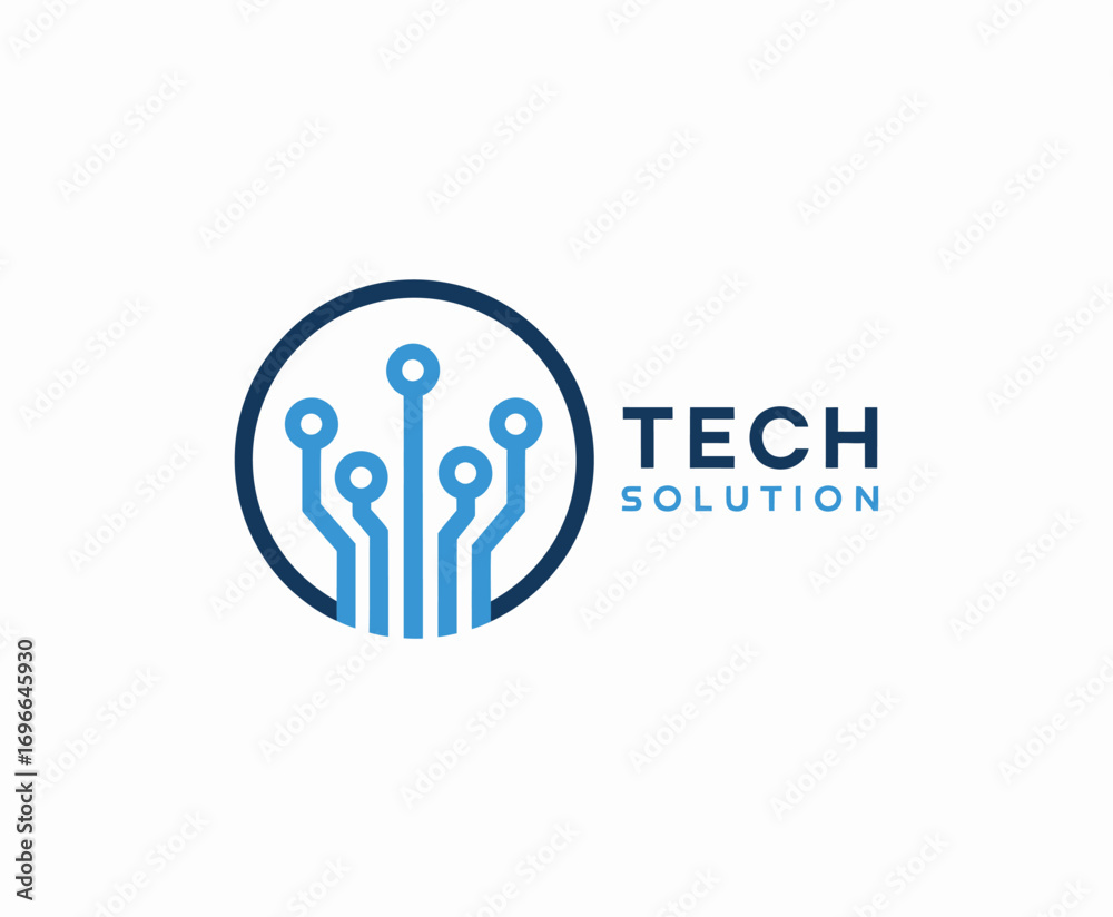 Obraz premium Tech Solution Logo with Circuit Board Design