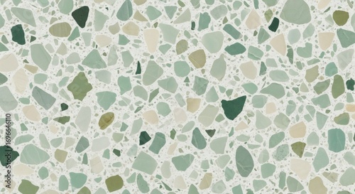 Terrazzo pattern with green and beige chips