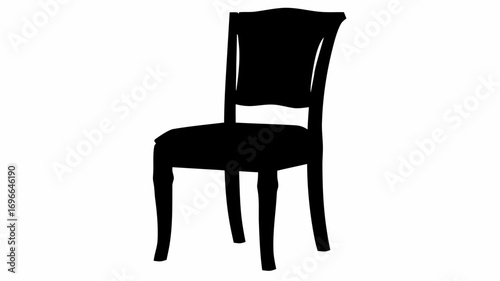 Silhouette of a classic chair with a curved back and upholstered seat in a minimalist design aesthetic