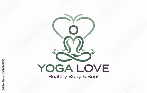 Yoga Love Logo: Meditating Figure within a Heart