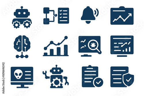 Technology and business outline icon set. modern, digital, tech icons outline collection