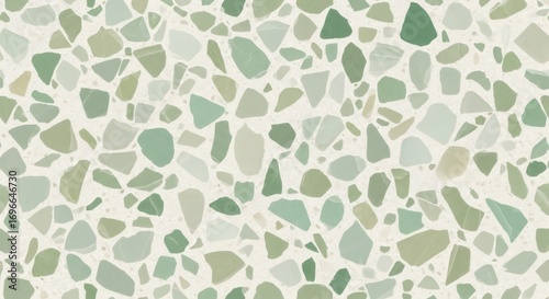 Terrazzo seamless pattern in shades of green