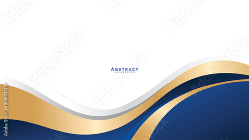 Luxurious dark blue abstract template with premium background and gold lighting lines on a white background. Luxurious and elegant design. Vector illustration.