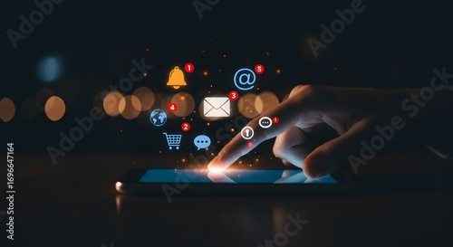 Digital Marketing and Social Media Notifications on Smartphone