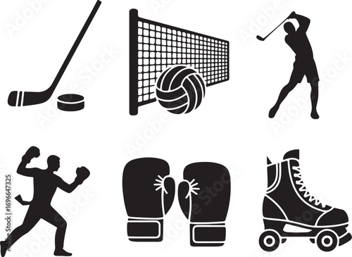 Dynamic sports icons capture action and competition vividly