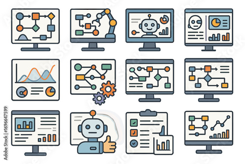 Data visualization 3d icon set. analytics, charts, graphs, dashboard, statistics graphics