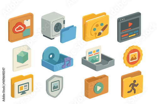 Technology, multimedia 3d icon set. digital, internet, communication icons collection