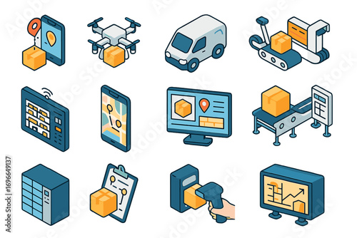 Logistics, delivery 3d icon set. package, shipment tracking icons in 3d style