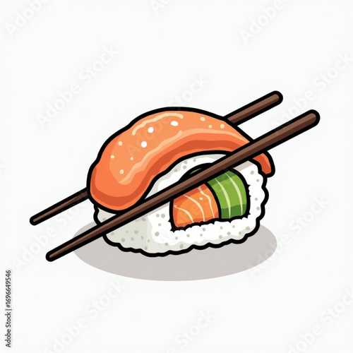 sushi with chopsticks