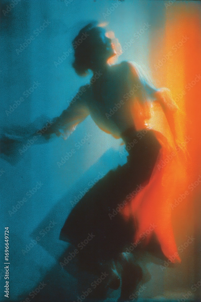 Obraz premium Vivid abstract portrait in bold color gradients and dynamic lighting