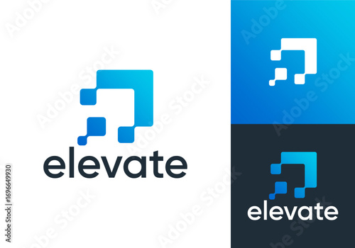 elevate growth logo. arrow statistics technology vector design concept	
