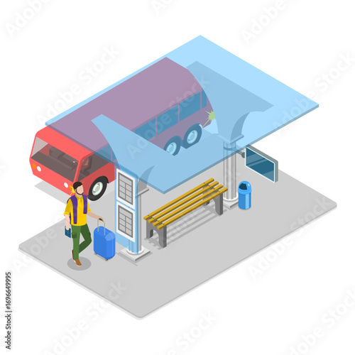 3D Isometric Flat Vector Illustration of Smart City Transport, Sustainable Transportation. Item 3
