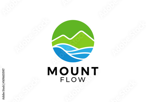 abstract mountain and sea wave logo vector design	
