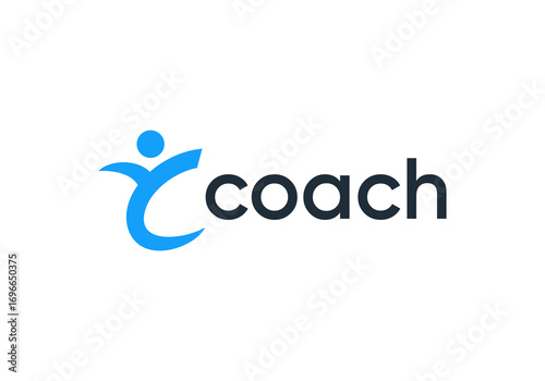 coach fit logo. sport fit health vector design concept