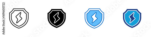 Free Download Energy Shield Multiple Style Icon Design Vector - Shield with lightning symbol representing power protection and electrical safety - GFXLoad