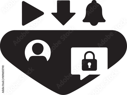 Modern UI icons for user, notification, and security