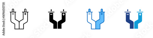 Jumper Cables Multiple Style Icon Design Vector - Pair of jumper cables with positive and negative clamps for car battery charging