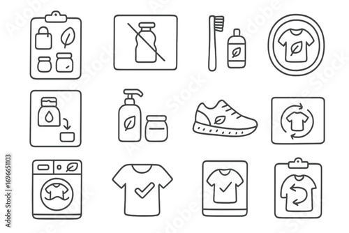 Eco-friendly lifestyle outline icon set. sustainable, green, recycling icons collection