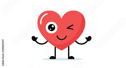 A winking heart character with a joyful and playful expression
