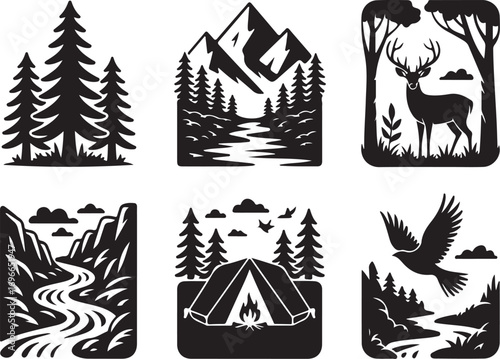 Nature adventure scenes for outdoor exploration design