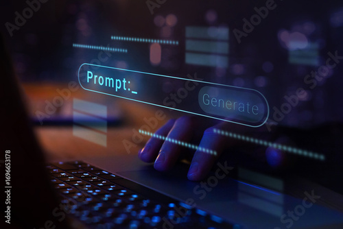 AI prompt to generate image or text, futuristic AI-powered prompt generation interface