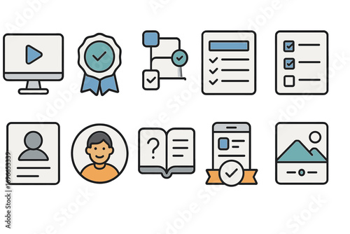 Business, productivity outline icon set. task, management, and tools outline collection